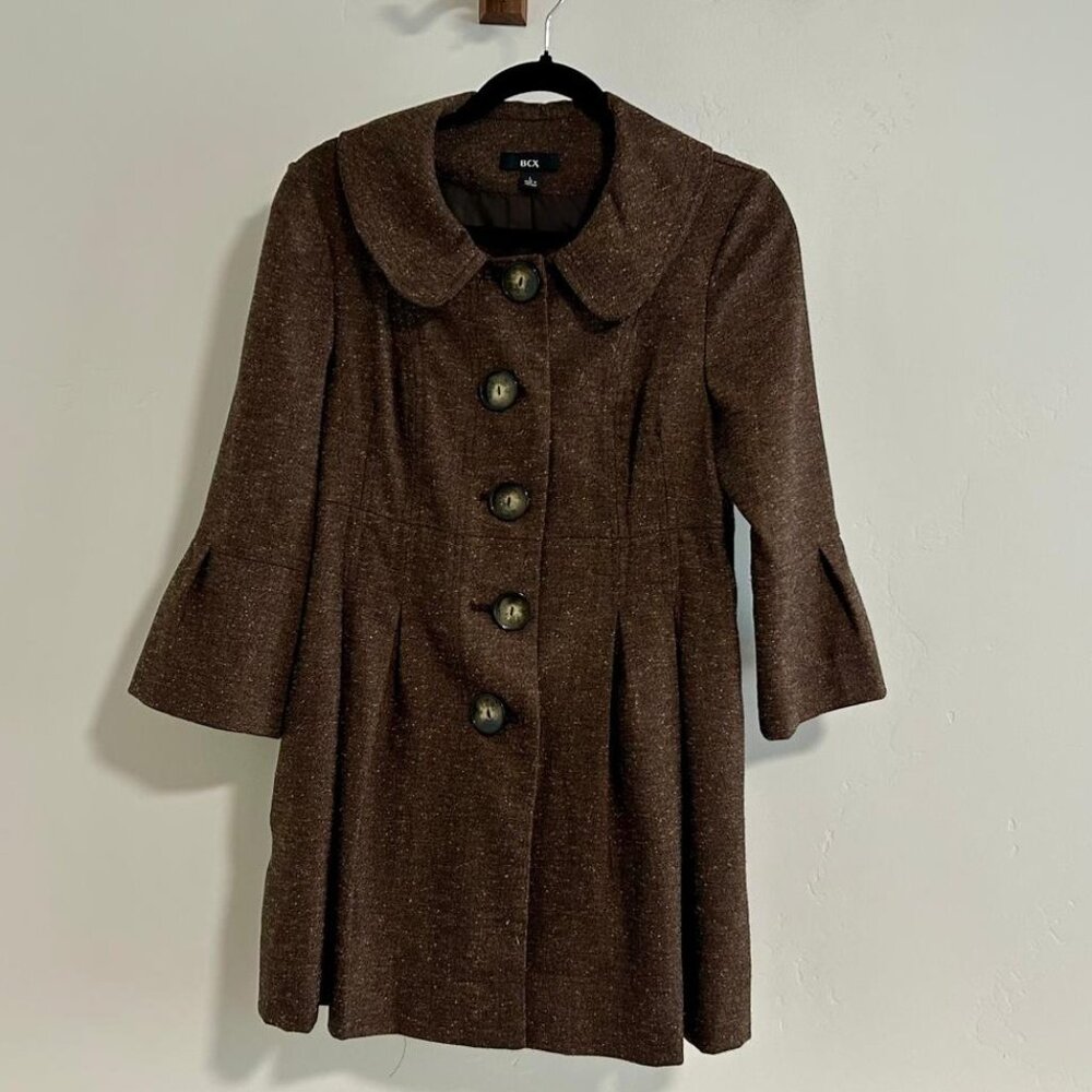 BCX Heathered Brown Bell Sleeved Coat, Size L